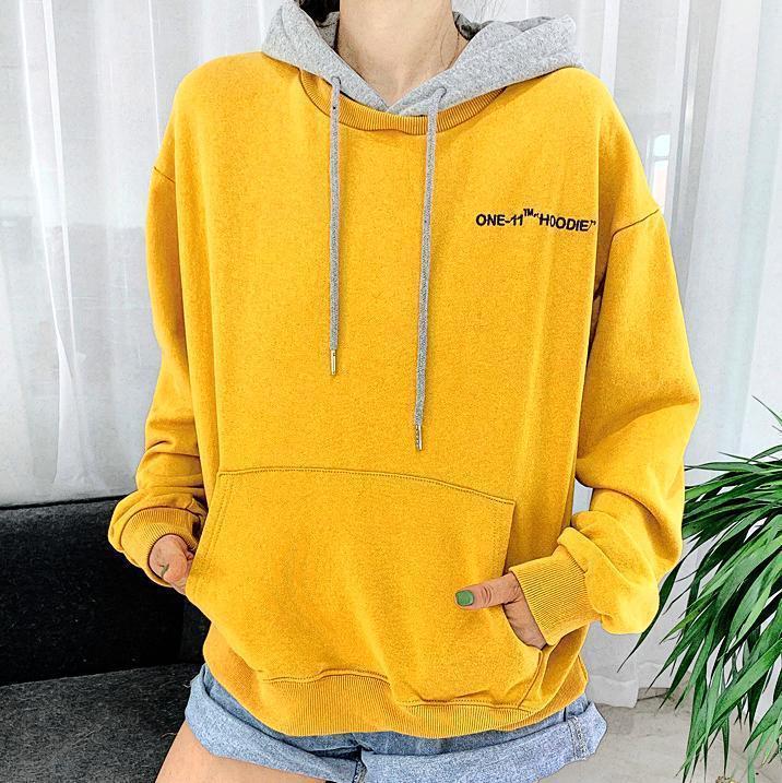 Aesthetic yellow outlet hoodie